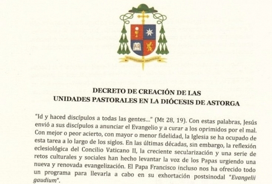 DECRETO DE CREACIÓN DE LAS UNIDADES PASTORALES DE LA DIÓCESIS DE ASTORGA